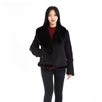韩国 无名商会 女士翻皮毛一体加绒加厚冬款外套夹克