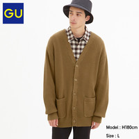 GU 极优 320279 男装罗纹V领针织开衫