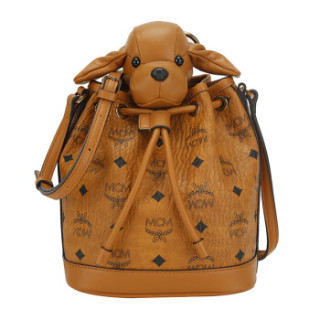 商品mcm 女士棕色小狗摆件抽绳式水桶包单肩包斜挎包 myz8axl46co001