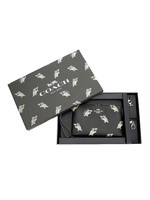 COACH 蔻驰 奢侈品 女士动物派对系列黑色图案款人造革礼盒装短款手拿包零钱包配精美挂件套装套组 F80302 SVA