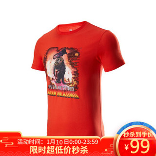 必迈（bmai）跑步文化短袖19新款夏季男士透气半袖圆领休闲运动T恤 狂热红 M *4件
