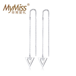 MyMiss 非常爱礼 925银三角形长款耳线 