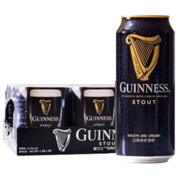 Guinness/健力士 爱尔兰原装进口 世涛罐装 黑啤酒440ml*24听整箱 *2件