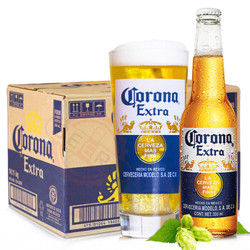 科罗娜 精酿啤酒 墨西哥风味 4.5度 330ml*24瓶*2件+费尔德堡 小麦白啤酒 5度 500ml*6听+科罗娜酒杯