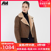 ANDREW MARC XFSW8A1364MNY 女士皮毛一体绵羊皮皮衣