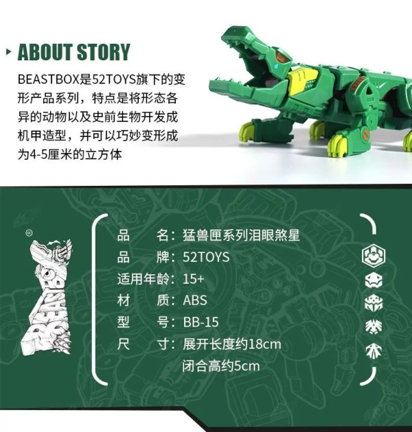 玩模总动员52toys猛兽匣系列泪眼煞星鳄鱼变形玩具