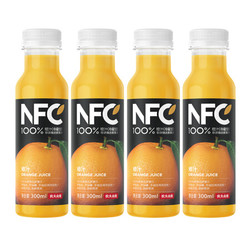 农夫山泉 NFC果汁（冷藏型）100%鲜榨橙汁 300ml*4瓶 *11件