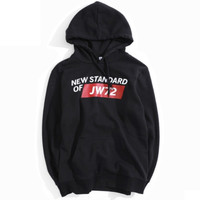 JEANSWEST 真维斯 男士连帽印花卫衣JE-84-171105 黑色M