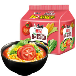 康师傅 方便面熬制高汤 番茄鲜蔬面袋面 泡面五连包 *5件