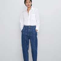 ZARA 08228234407 女装高腰宽松牛仔裤