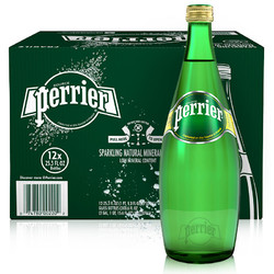 Perrier 巴黎水 原味玻璃瓶 750ML*12瓶 进口饮用水 矿泉水 气泡水 法国进口