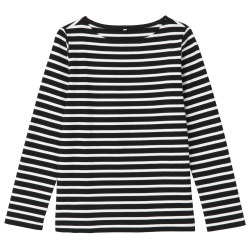 MUJI 无印良品 26AB009 女式 粗棉线条纹长袖T恤