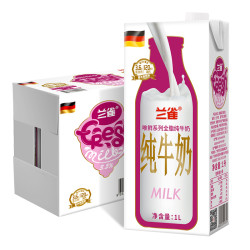兰雀(Lacheer)全脂纯牛奶 1L*6盒整箱 早餐奶 德国原装进口 *4件