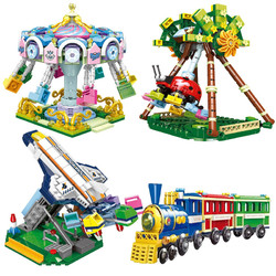 星堡积木XINGBAO创意游乐场塑料小颗粒拼装儿童积木玩具6岁以上 游乐场4件套B款