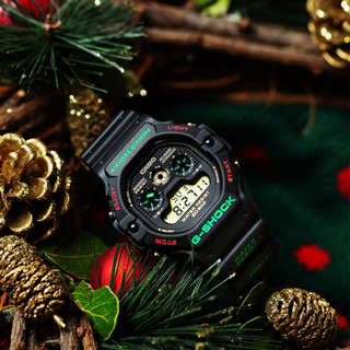 卡西欧 G-SHOCK 圣诞系列 防震防水电子荧光照明运动男女手表 DW-5900TH-1