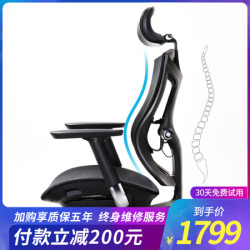 西昊(SIHOO) 人体工学电脑椅子 办公椅老板转椅 电竞椅家用网布座椅 V1 黑色