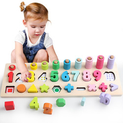 巧之木（QZMTOY） 婴儿童玩具 男孩女孩宝宝早教益智玩具 彩色数字形状对数板儿童生日礼物