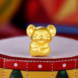 ZLF 周六福 3D硬金 足金999 AD164823 生肖鼠手绳