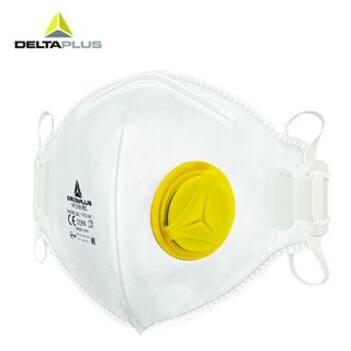 代尔塔 N95防PM2.5带呼吸阀口罩 耳带型  防尘防雾霾防油漆防护口罩 小黄(10只盒装)FFP2成人用