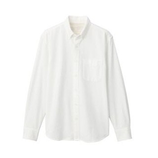 无印良品 MUJI 男式 新疆棉 法兰绒 纽扣领衬衫 白色 M