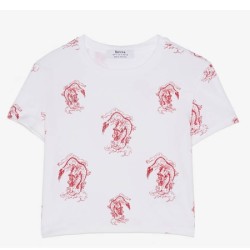 Bershka 02454033256 女士白色印花短袖T恤
