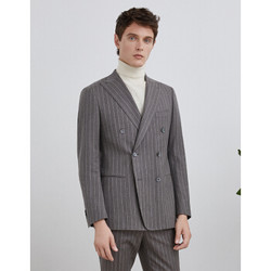 LAMPO 蓝豹男西服套装上装双排扣商务超修身米咖灰条纯羊毛西装外套西装男 米咖灰色 50 *3件