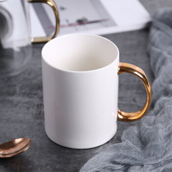 北欧陶瓷马克杯子餐厅咖啡杯早餐牛奶杯创意描金带把水杯