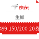 领券防身：京东生鲜 499-150/200-20券