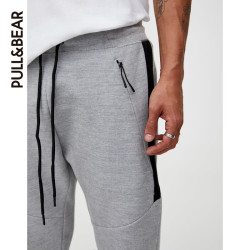 PULL&BEAR 休闲裤男抽绳设计粗横棱纹慢跑长裤 09680825