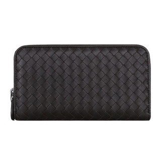 BOTTEGA VENETA BV 宝缇嘉 女士深咖啡色羊皮长款编织拉链钱包 114076 V001N 2006