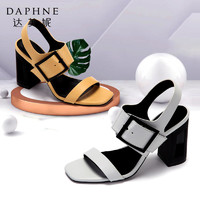 Daphne/达芙妮 多款夏鱼嘴交叉一字扣带罗马凉鞋