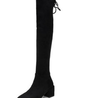 BASTO 百思图 A0039DC9 女士过膝长靴 黑色