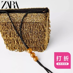 ZARATRF女包 金色串珠饰迷你束口女提包17369004091