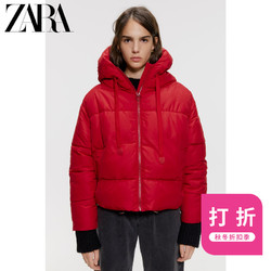 ZARA 新款 女装 秋冬折扣 连帽棉服夹克外套 08073725600