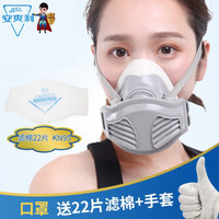 安爽利 防尘口罩雾霾打磨装修工业颗粒物劳保面罩面具防毒 口罩(送22片滤棉+手套)