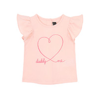 alfonso 夏季女童  粉色/白色心形图案褶皱袖子纯棉短袖T恤6个月-6岁 *3件