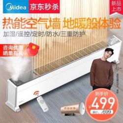 美的踢脚线取暖器电暖器电暖气家用电暖风移动地暖机加湿对流式静音储热节能遥控省电书房浴室 HDY22LS