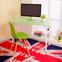 灵妍阁 电脑桌可折叠桌椅 浅绿色（白架） 40*80*75单层单桌