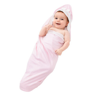 全棉时代 PurCotton 婴儿抱被秋冬宝宝针织包被 90x90cm 1件装（粉色小兔）