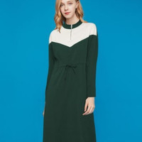 GIORDANO 佐丹奴 91469043 女士高腰抽绳长袖针织连衣裙