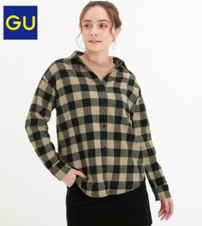 GU 极优 GU318934000 女装法兰绒格纹衬衫