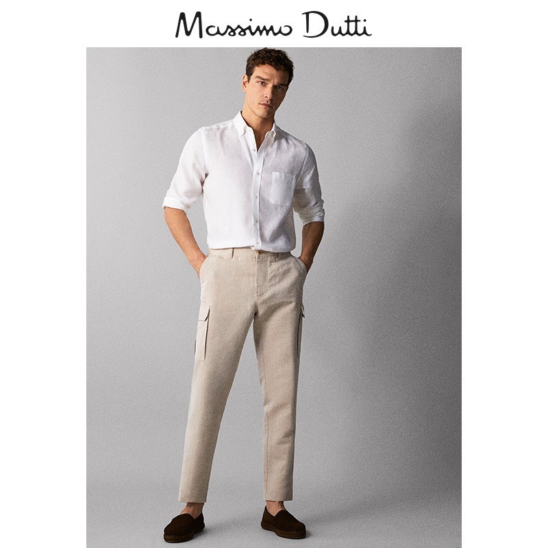Massimo Dutti 00008008802-25 男装亚麻休闲裤