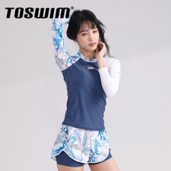 toswim分体泳衣女遮肚显瘦游泳衣2019秋冬新款ins风温泉泳衣泳裤