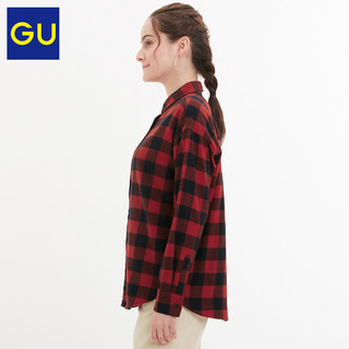 GU 极优 GU318934000 女装法兰绒格纹衬衫