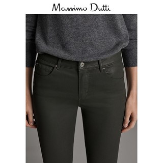 Massimo Dutti 05057657505 秋冬橡胶涂层中腰女士紧身休闲长裤