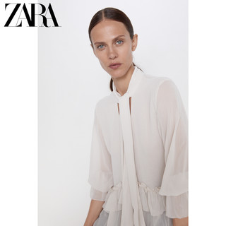 ZARA 09878160712 女款蝴蝶结衬衫