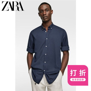 ZARA 男装 06048400401 海蓝色绊带饰休闲衬衫