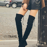 百思图 MD081DC9 女士粗跟过膝靴