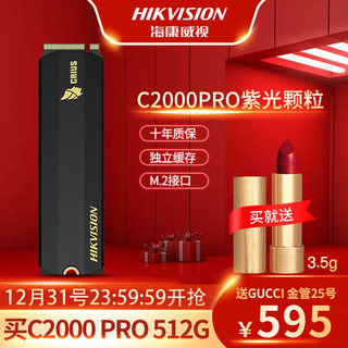 HIKVISION 海康威视 C2000 PRO 紫光版 M.2 NVMe 固态硬盘 512GB + GUCCI 古驰 金管唇膏 3.5g #25