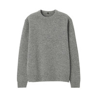 無印良品 MUJI 无印良品 M9AA001 男式美利奴羊毛圆领毛衣 灰色 S